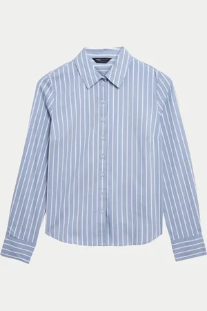 Marks & Spencer Cotton Rich Striped Fitted Shirt