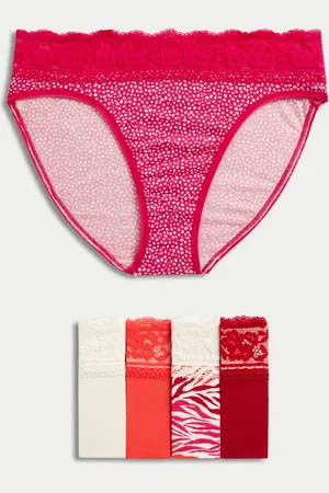 Marks & Spencer 5pk Cotton Rich Printed High Leg Knickers