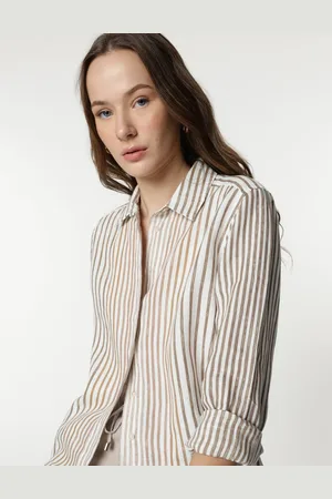 Marks & Spencer Pure Linen Stripes Spread Collar Shirt