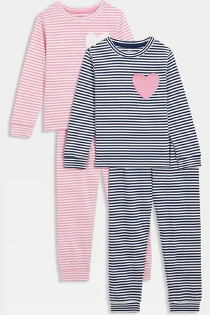 Marks & Spencer 2pk Pure Cotton Striped Heart Pyjama Sets