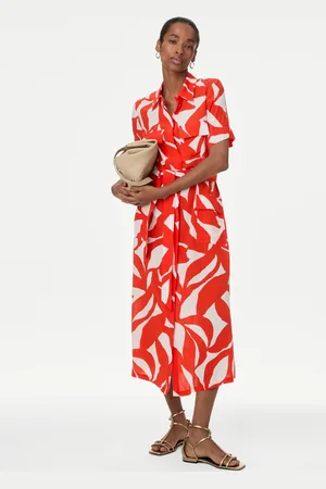 Marks & Spencer Cupro Rich Printed Midaxi Shirt Dress