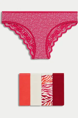 Marks & Spencer 5pk Cotton Rich Printed Brazilian Knickers