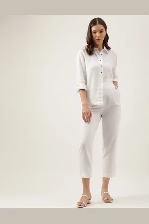Marks & Spencer Linen Mix Plain Straight Leg Trousers