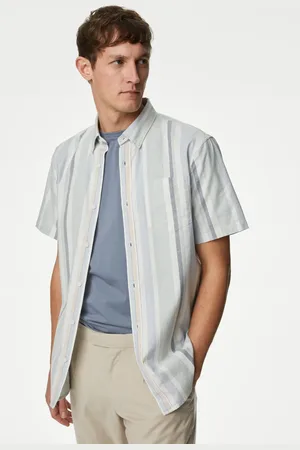 Marks & Spencer Pure Cotton Striped Oxford Shirt