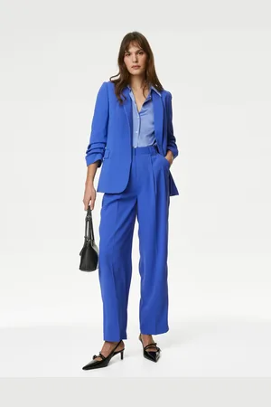 Marks & Spencer Crepe Pleat Front Straight Leg Trousers