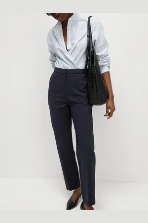 Marks & Spencer Cotton Blend Slim Fit Ankle Grazer Trousers