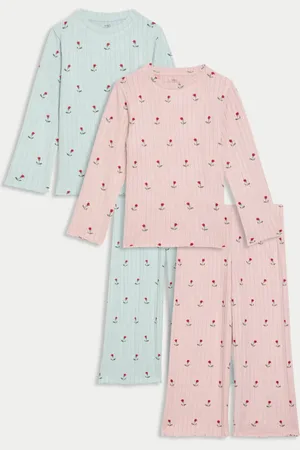 Marks & Spencer 2pk Cosy Rib Ditsy Floral Pyjama Sets