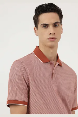 Marks & Spencer Cotton Rich Self Design Polo Neck T-Shirt