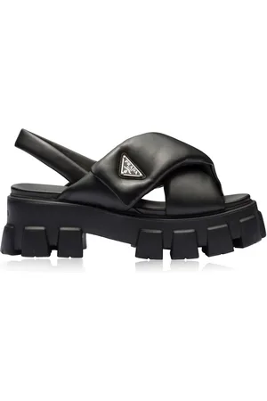 Prada leather and nylon sandals hot sale