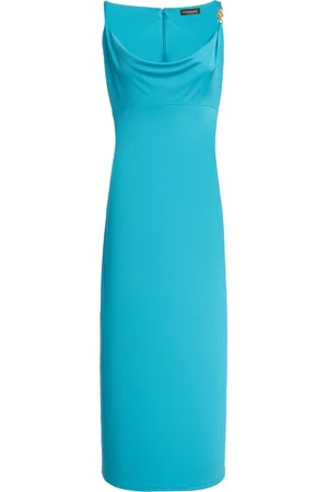 Versace Cowl-Neck Medusa-Strap Jersey Midi Dress