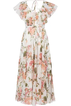 ERDEM Helena tiered floral-print cotton maxi shirt dress