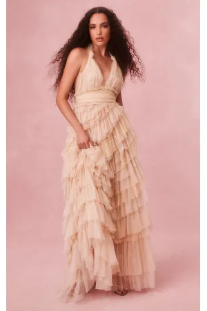 Elowen Ruffle Maxi Dress in Pink