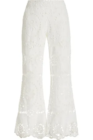 High-rise guipure lace pants in white - Zimmermann