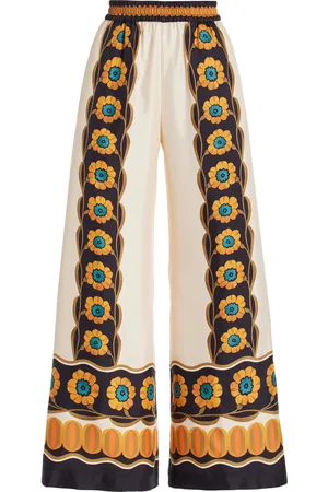 Ethnic Girls Free Size Beige Rayon Palazzo Pant with Floral Embroidery |  Ethnic Girls