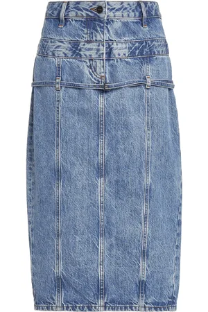 Junya Watanabe Patchwork Denim Skirt Mid Denim, $1,475 | NET-A-PORTER.COM |  Lookastic