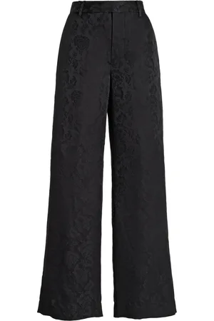 Leni Black Satin Wide Leg Trousers | Edie b. | SilkFred