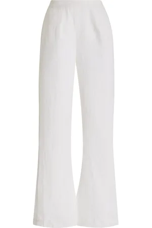 Buy White Solid Trousers Online - W for Woman