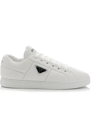 Logo leather sneakers in white - Prada | Mytheresa