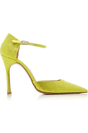 Amber x Public Desire Powerful Wide Fit Yellow Croc Metallic Stiletto Heels  | Public Desire