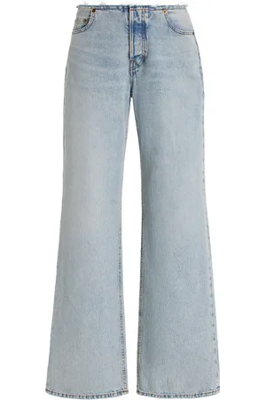 Tall Unpicked Hem High Rise 90s Straight Jeans in Vintage Light Indigo Wash