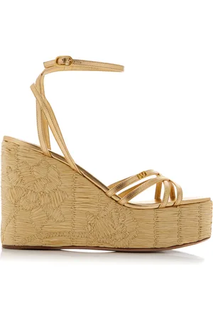 Buy Golden Ankle Strap Sandals - Flats for Women 7683367 | Myntra