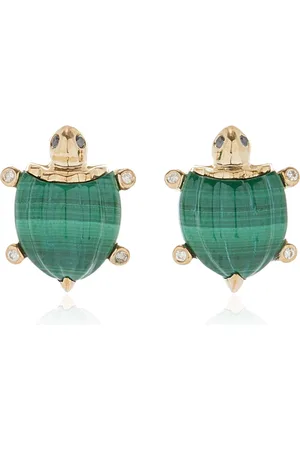 YVONNE LÉON 9K Yellow Gold Malachite; Diamond Earrings, , OS, , Gifts For Her