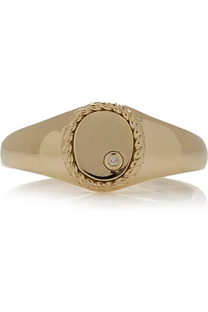YVONNE LÉON 9K Gold Signet Diamond Ring , , US 3, , Gifts For Her