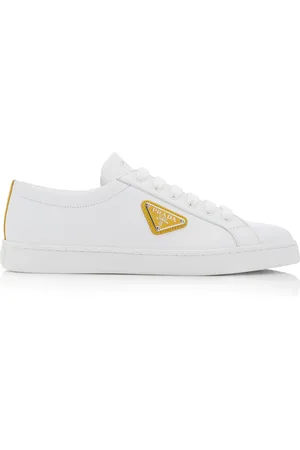 Prada Logo-Detailed Leather Low-Top Sneakers, , IT 35