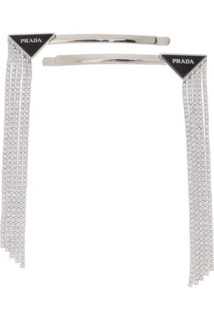 Prada Crystal-Embellished Silver-Tone Barrette, , OS