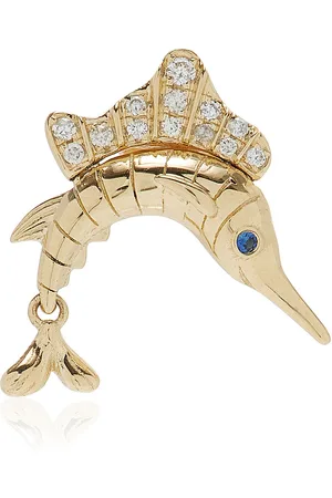 YVONNE LÉON 9K Yellow ; Diamond And Sapphire Single Earring, , OS, , Gifts For Her