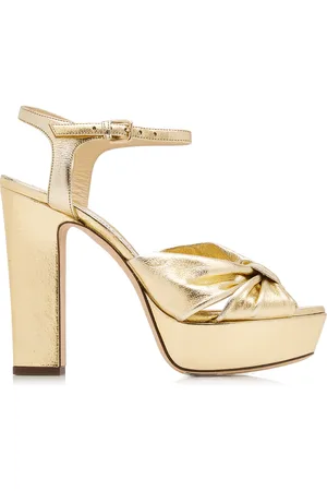 Jimmy Choo Heloise Metallic Leather Platform Sandals, , IT 40.5