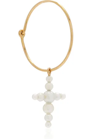 SOPHIE BILLE BRAHE Fellini 14K Gold and Pearl Single Hoop Earring, , OS, , Gifts For Her