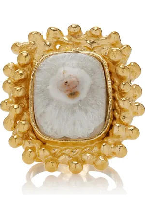 Sylvia Toledano Sterling Silver Gold Plated 18k Vermeil One-of-a-Kind Agate Ring, , OS, , Gifts For Her