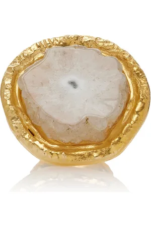 Sylvia Toledano Sterling Silver Gold Plated 18k Vermeil One-of-a-Kind Agate Oval Ring, , OS, , Gifts For Her