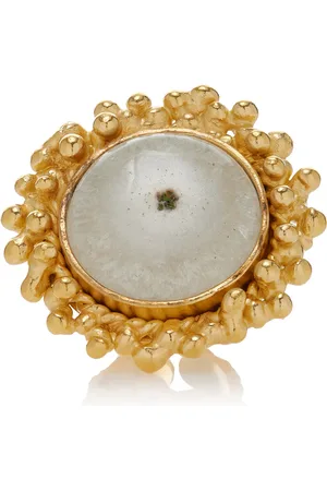 Sylvia Toledano Sterling Silver Gold Plated 18k Vermeil One-of-a-Kind Agate Round Ring, , OS, , Gifts For Her