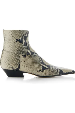Khaite Marfa Classic Embossed Leather Ankle Western Boots, , IT 41