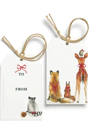Clementina Sketchbook Set-of-Ten X-Mas Forest Bums Hand-Painted Gift Tags,