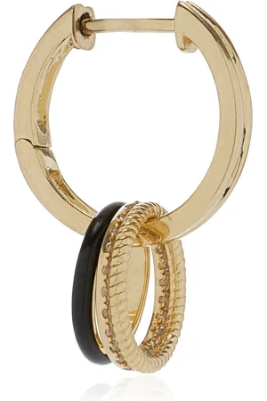 YVONNE LÉON Double Creole 9K Yellow Gold Diamond Bouy Single Earring, , OS, , Gifts For Her