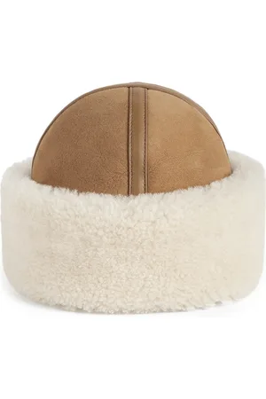 Totême Shearling-Trimmed Suede Hat, , XS/S