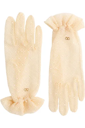 VALENTINO GARAVANI Vlogo Cotton-Blend Tulle Gloves, , 6