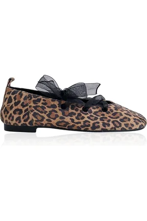 Reike Nen Ribbon-Detailed -Print Leather Flats, , IT 36