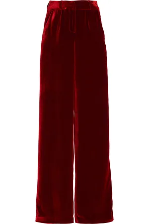 Sergio Hudson Mid-Rise Velvet Wide-Leg Pants, , US 4
