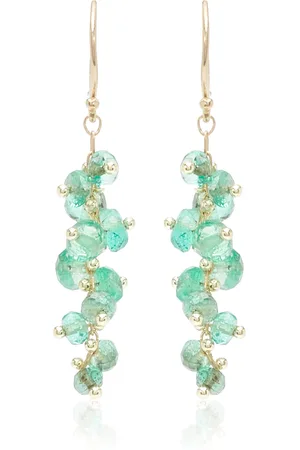 Ten Thousand Things Short Spiral 18K Yellow Gold Emerald Earrings, , OS, , Gifts For Her