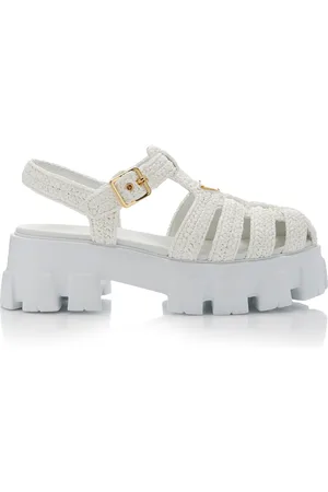 Prada Monolith Raffia and Rubber Fisherman Sandals , , IT 39