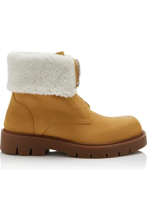 Bottega Veneta Haddock Shearling-Lined Nubuck Ankle Boots, , IT 36