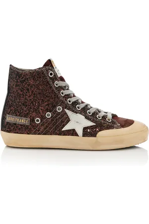 Golden Goose Francy Penstar Suede-Trimmed Glittered Sneakers, , IT 35