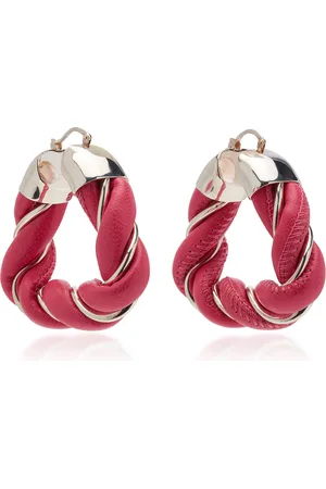 Bottega Veneta Twist Triangle Leather-Trimmed Sterling Silver Earrings, , OS, , Gifts For Her