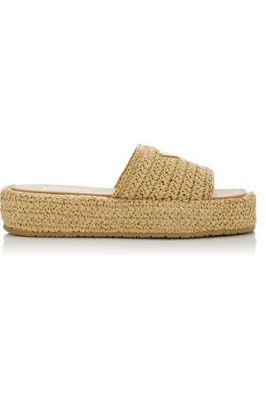 Prada Logo-Detailed Raffia Slide Sandal , , IT 41