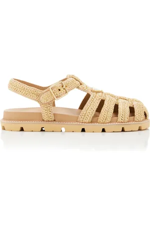 Prada Woven Raffia Fisherman Sandals, , IT 40