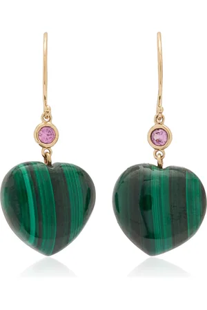 Haute Victoire 14K Yellow Gold Malachite; Sapphire Earrings, , OS, , Gifts For Her